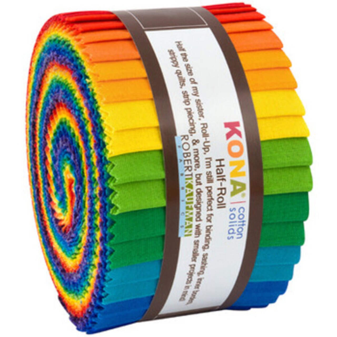 Kona Solid 2.5" Strip Junior Roll (Junior Jelly Roll / Half Roll) in Bright Rainbow by for Robert Kaufman (HR-156-24)